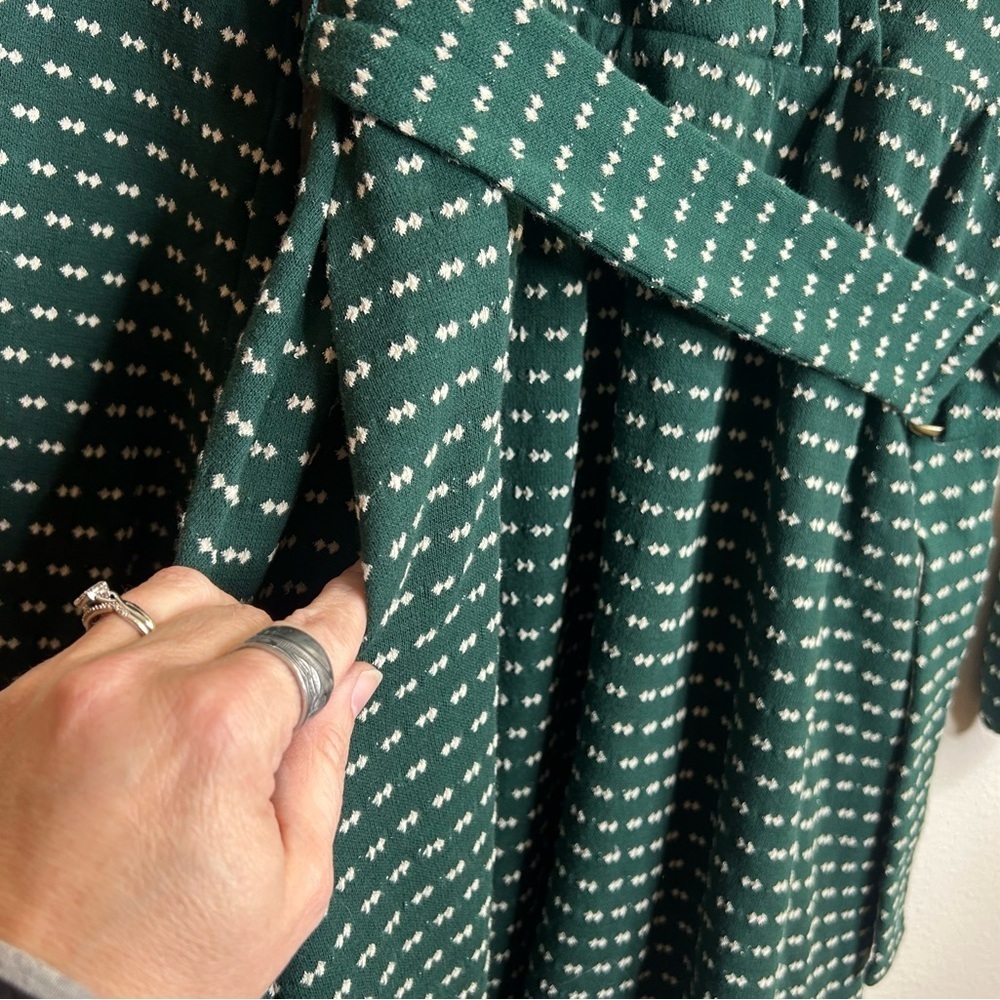 Maeve Anthropolagie M NWT Green Pattern Long Sleeve Dress Vneck Party Event - Picture 7 of 13